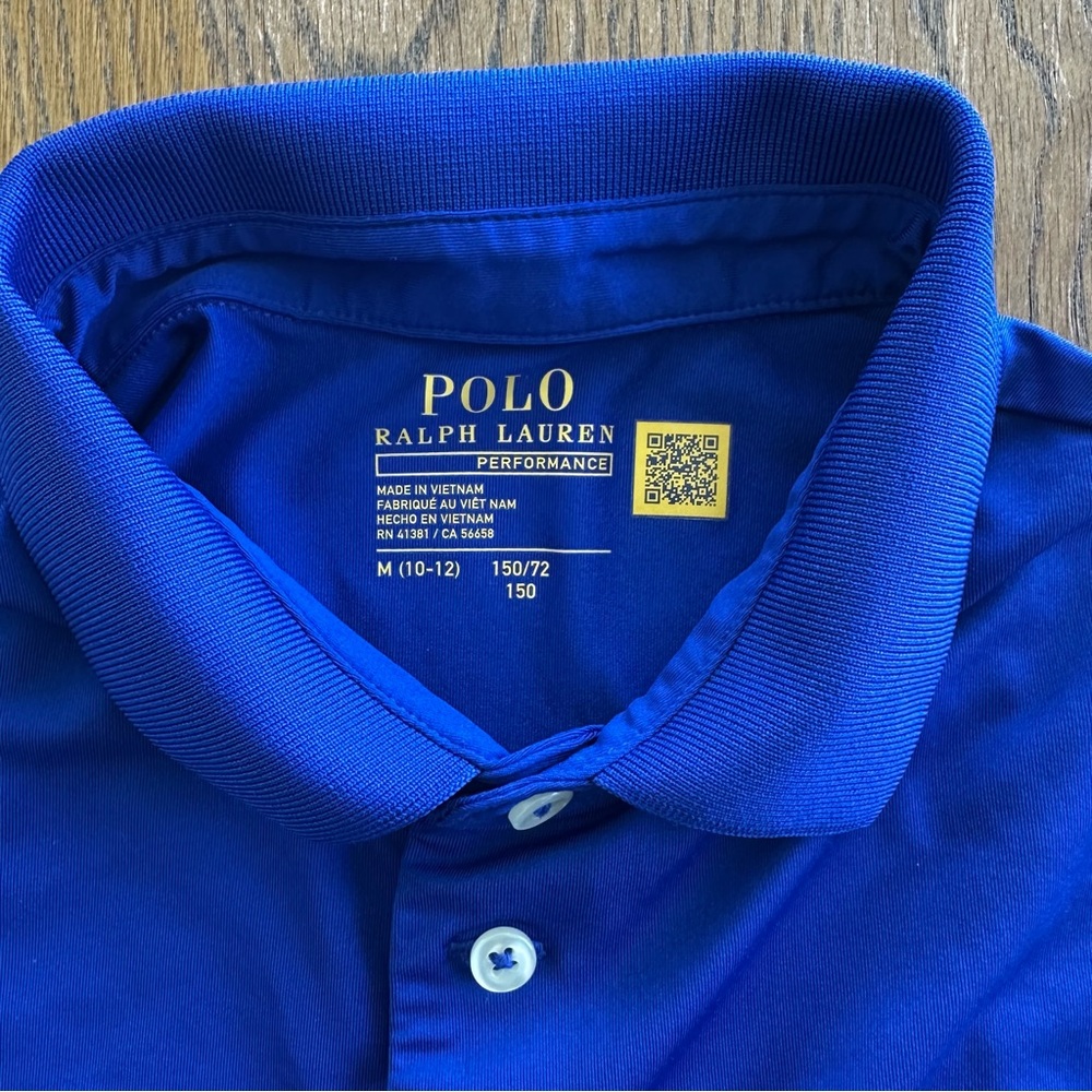 Polo by Ralph Lauren Blue Short-Sleeve Performance Polo Red Logo Boys Size M - Picture 12 of 16